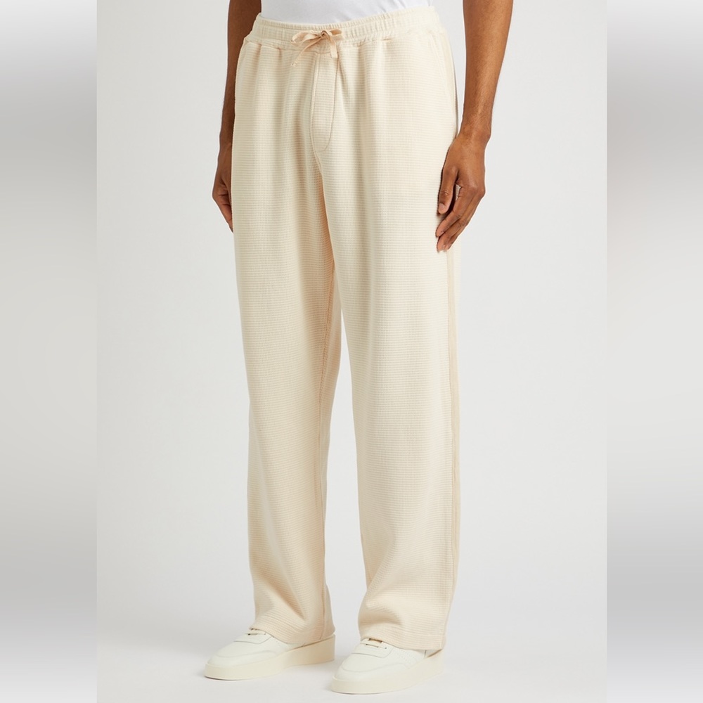 OLIVER SPENCER Morewell Ecru Waffle-Knit Sweatpants in Size M